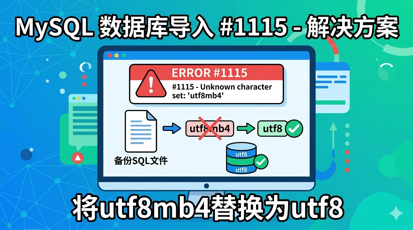 mysql数据库导入1115错误,utf8mb4替换成utf8就能完美解决错误提示